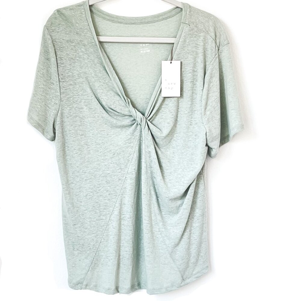 NWT a new day mint green twist front v-neck top